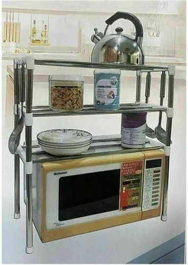 Factory Metal Microwave Oven Stand 60x25x65cm Silver