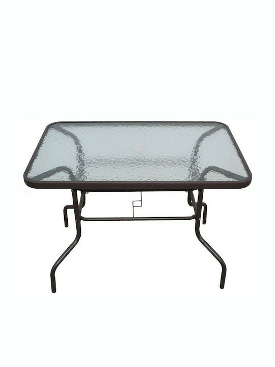 Carlos Outdoor Dinner Table with Glass Surface and Metal Frame CAFE 100x65x70cm