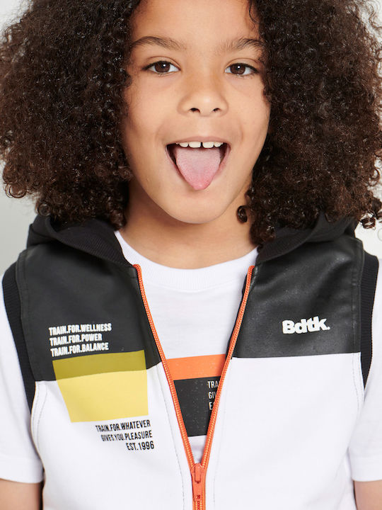 Kids' Sports Jacket Sleeveless Short with Hood White