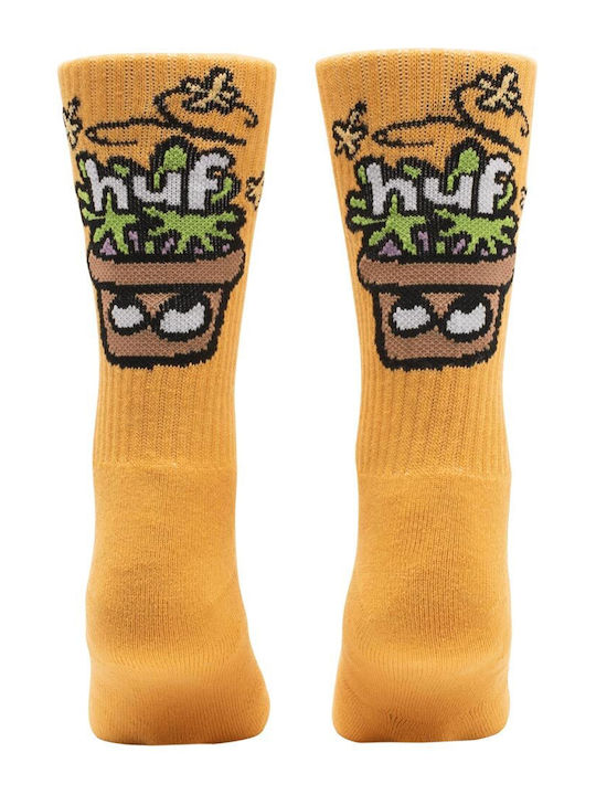 HUF Pot Head Bărbați Șosete cu Model Galbene 1Pachet HUF Pot Head Bărbați Șosete cu Model Galbene 1Pachet