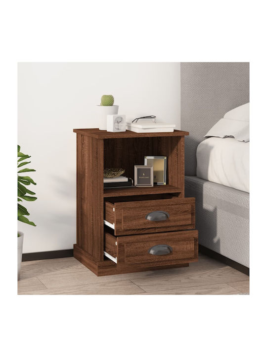 Wooden Bedside Tables 2pcs Καφέ Δρυς 43x36x60cm