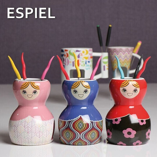 Espiel Cup Porcelain Fondue Pot with Tea Light for 2 Persons 9.5x9.5x12.5cm