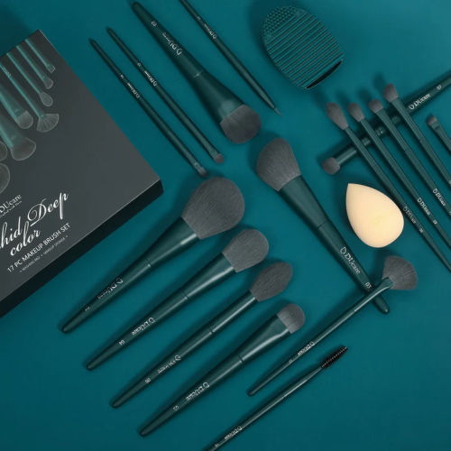 DUcare Σετ με Πινέλα και Σφουγγαράκια Μακιγιάζ Dark Turquoise 17τμχ