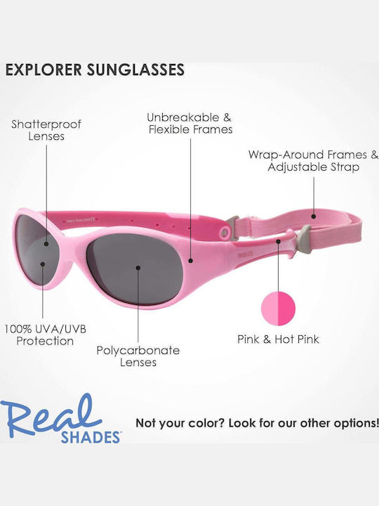 Real Shades Бебешки Експлорър Розови Неразрушими Бебешки Детски Слънчеви Очила Розови За 0-2 Години