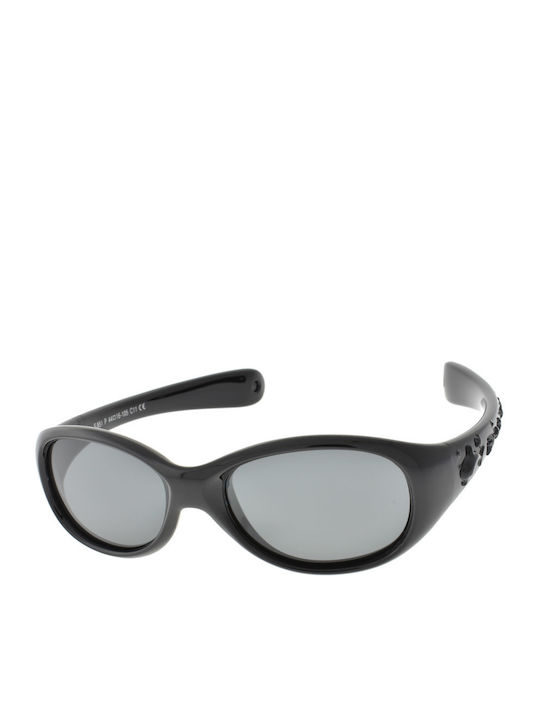 King Pinguin Kinder Polarisiert Oval Kinder-Sonnenbrillen mit Polarisiertem Glas Schwarz