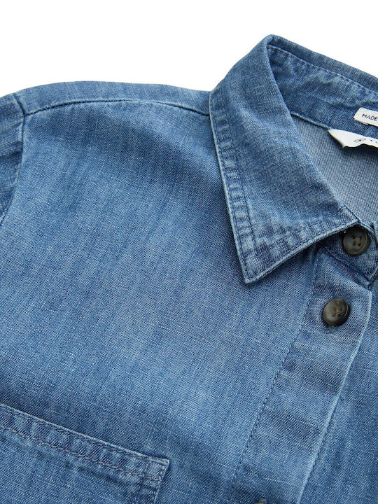 Kinder Einfarbig Hemd Langarm Denim Blau