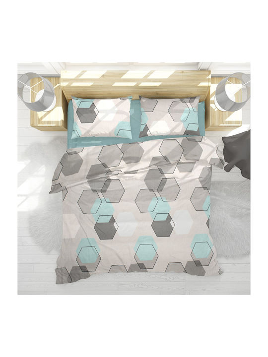 Dimcol Πάπλωμα Υπέρδιπλο 220x240εκ. Hexagon 395 Grey 300 GSM