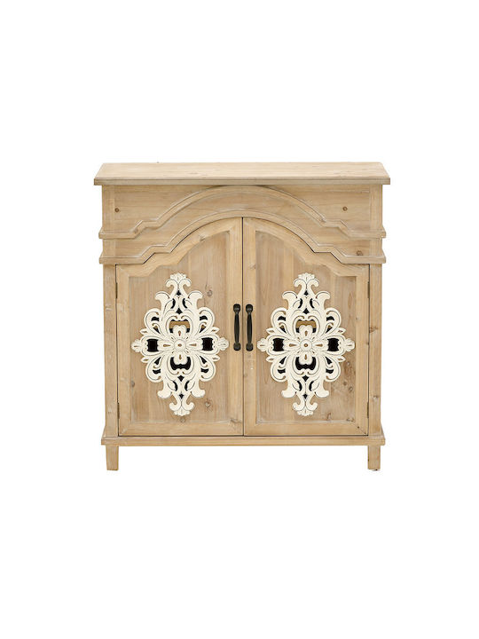 Sideboard made of Solid Wood Natural / White 80x39x82cm