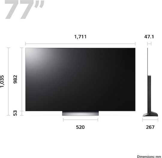 LG Smart Τηλεόραση 77" 4K UHD OLED Evo C3 HDR (2023) OLED77C36LC