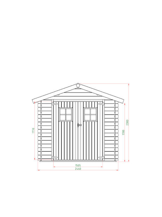 Hölzernes Gartenhaus M1.96xB2.46xH2.38m
