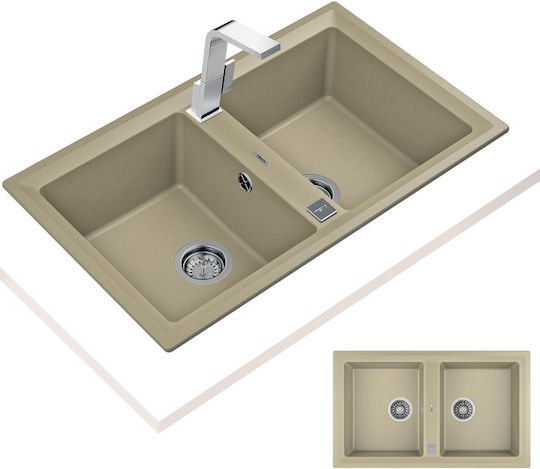 Teka Stone 90 B-TG 2B Ένθετος από Συνθετικό Γρανίτη Μ51xΠ20cm Topaz Beige