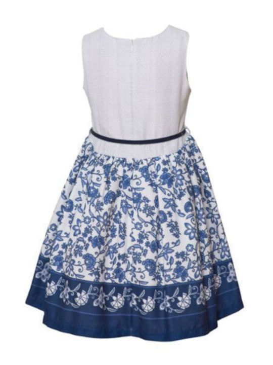 Restart for kids 23- Παιδικό Φόρεμα Σετ με Αξεσουάρ Floral Αμάνικο Μπλε