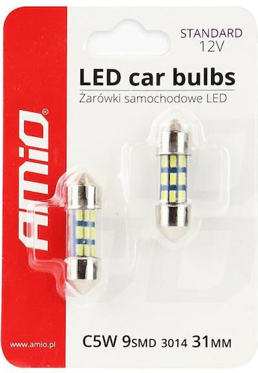 AMiO Λάμπες C5W LED 5600K Ψυχρό Λευκό 12V 0.4W 2τμχ