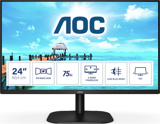 AOC 24B2XH IPS Monitor 23.8" FHD 1920x1080 με Χρόνο Απόκρισης 7ms GTG