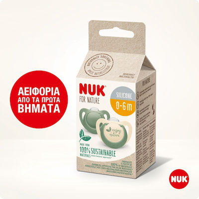 Nuk Schnuller Silikon Enjoy Nature Beige - Green für 0-6 Monate 2Stück