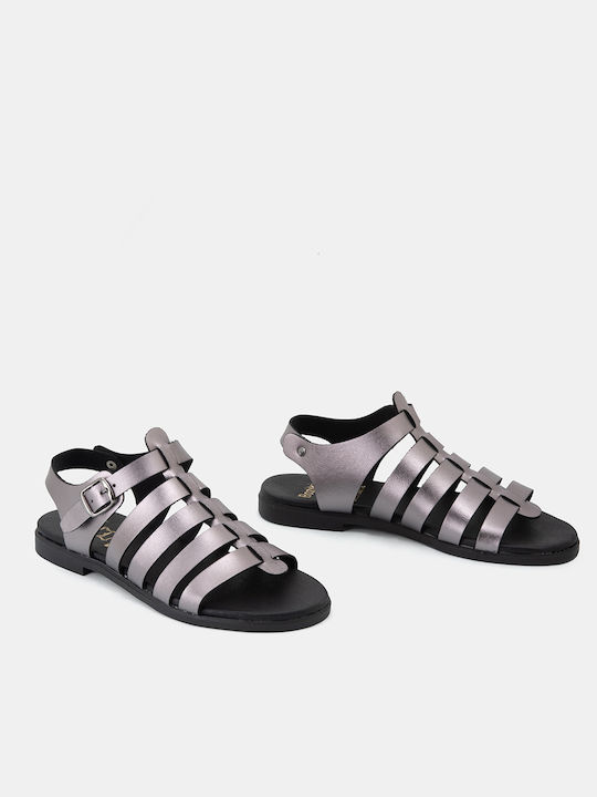 Bozikis Synthetic Leather Gladiator Women's Sandals Silver
