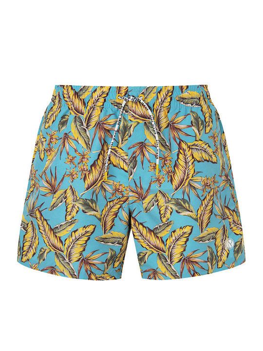 Faris Men's Swimwear Shorts Light Blue Floral