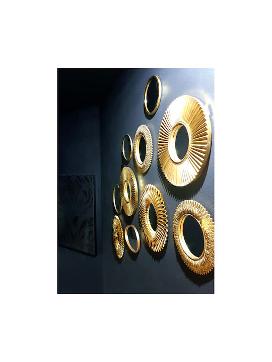Liberta Girasol Wall Mirror with Gold Plastic Frame Diameter 51cm 1pcs