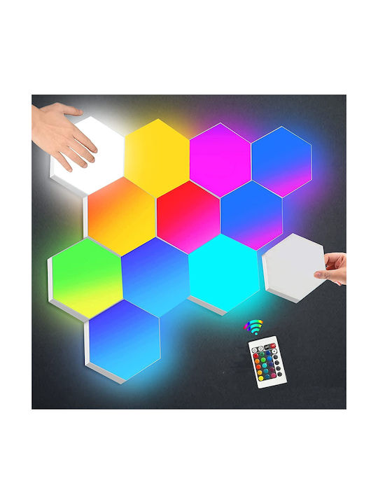 Factory Διακοσμητικό Φωτιστικό Hex On LED RGB Hexagon 6τμχ