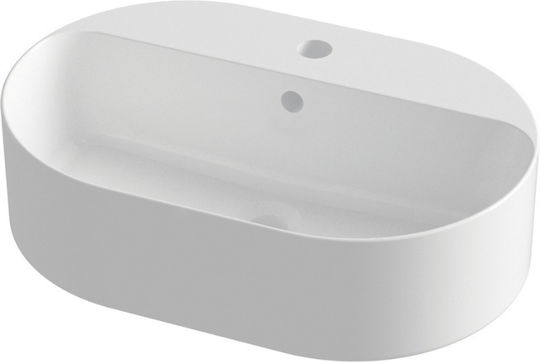 Olympia Open Oval Надеждна мивка Порцелан 60x40x17см Бял