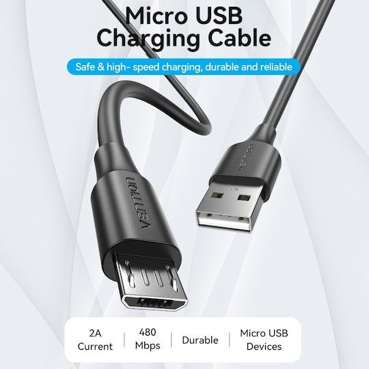 Vention Regulär USB 2.0 auf Micro-USB-Kabel Schwarz 1.5m (CTIBG) 1Stück