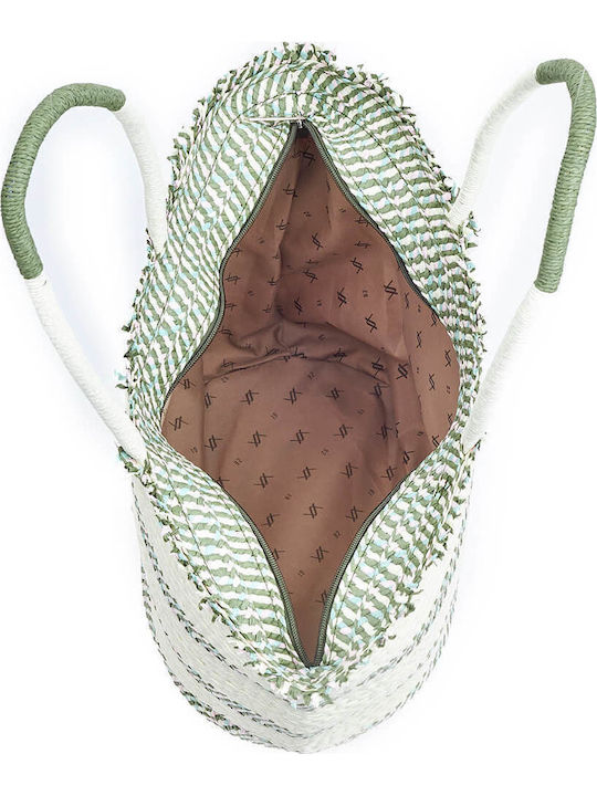 Verde Stroh Strandtasche Grün