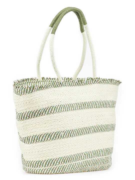 Verde Stroh Strandtasche Grün