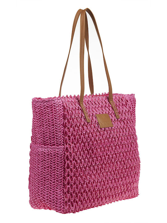 Verde Straw Beach Bag Fuchsia