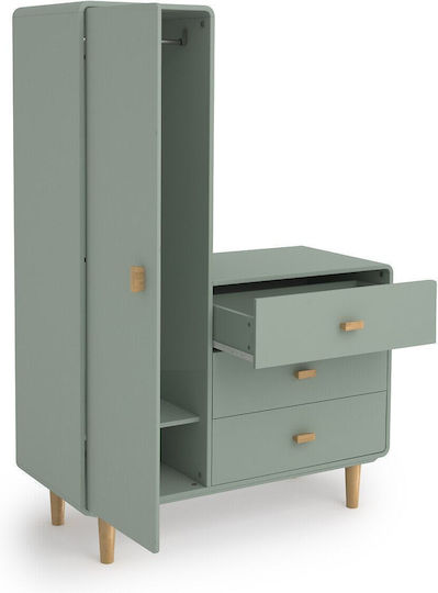Eine Tür Kleiderschrank mit 3 Schubladen Grün 100x45x153cm
