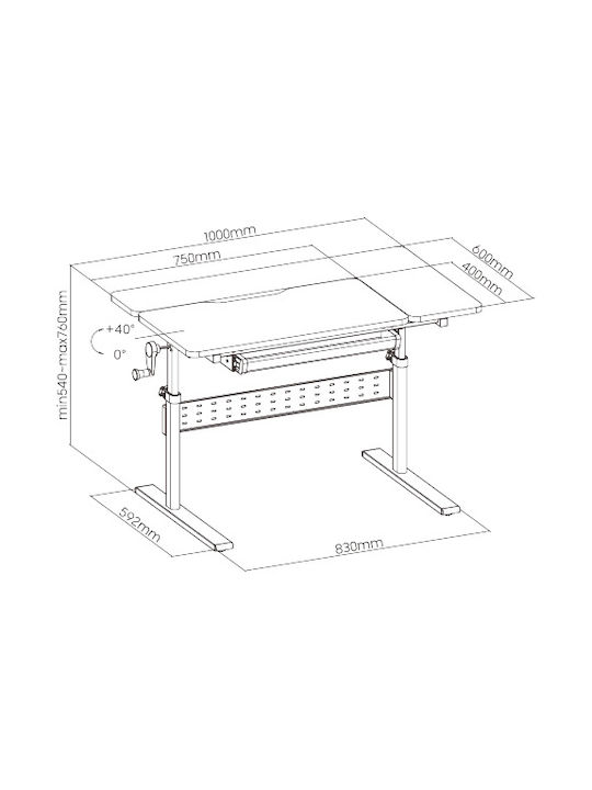 Παιδικό Γραφείο Λευκό 100x60x76cm