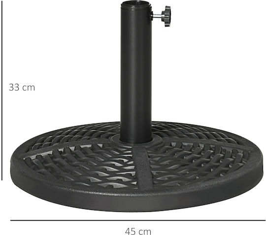 Outsunny Round Rattan Effect Βάση Ομπρέλας Μεταλλική Μαύρη 45x45cm
