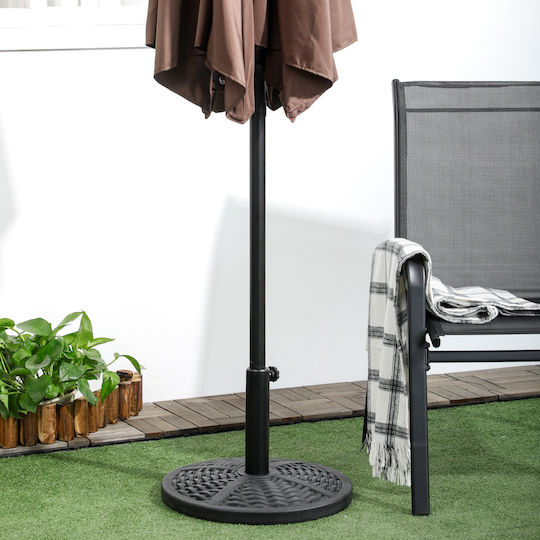 Outsunny Round Rattan Effect Βάση Ομπρέλας Μεταλλική Μαύρη 45x45cm