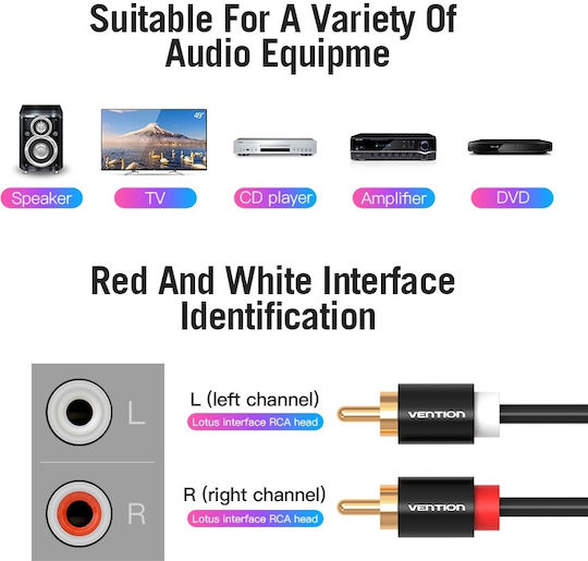 Vention Cable 2x RCA male - 2x RCA male 1.5m VAB-R06-B150