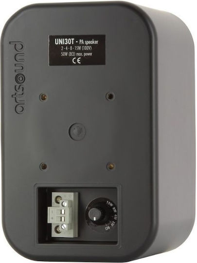 Artsound Παθητικά Επιτοίχια Ηχεία 60W (Ζεύγος) 11.5x11.2x18εκ. Μαύρα UNI30 B