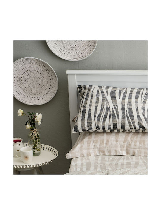 Charalambidis Textiles Safari Σετ Μαξιλαροθήκες με Φάσα Γκρι 52x72εκ.