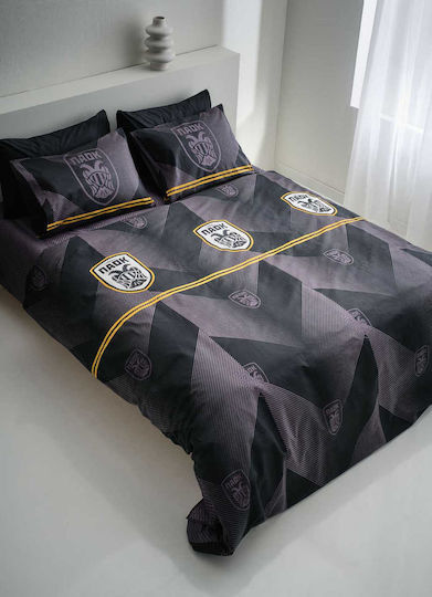Vesta Home Σετ Σεντόνια Υπέρδιπλα Βαμβακερά Paok Μαύρο 240x260cm 4τμχ