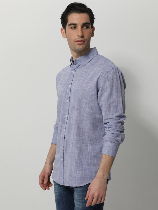 Tresor Men's Shirt Long Sleeve Linen Blue