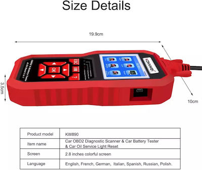 Konnwei KW-890 Fahrzeugdiagnosewerkzeug Digital OBD 2 mit mit Kabel