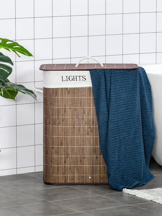 HomCom Καλάθι Απλύτων Bamboo 100lt με Καπάκι 52x32x63cm Καφέ