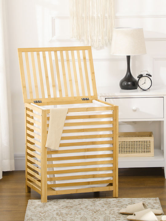 HomCom Laundry Basket Bamboo with Cap 50x36x60cm Brown