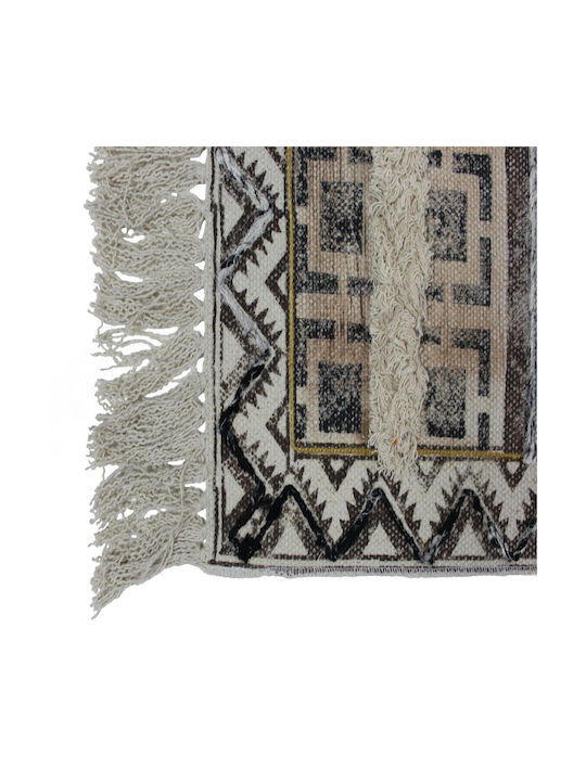 ArteLibre Rug Rectangular Cotton with Fringes Gray