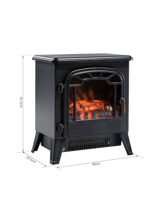 HomCom Reglabil De podea Șemineu electric 900W 36x25.5cm Negru