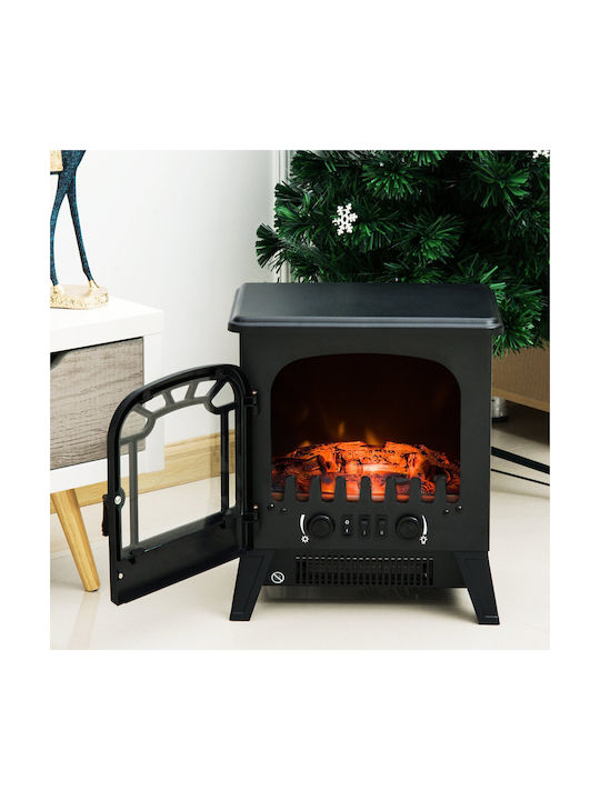 HomCom Reglabil De podea Șemineu electric 900W 36x25.5cm Negru