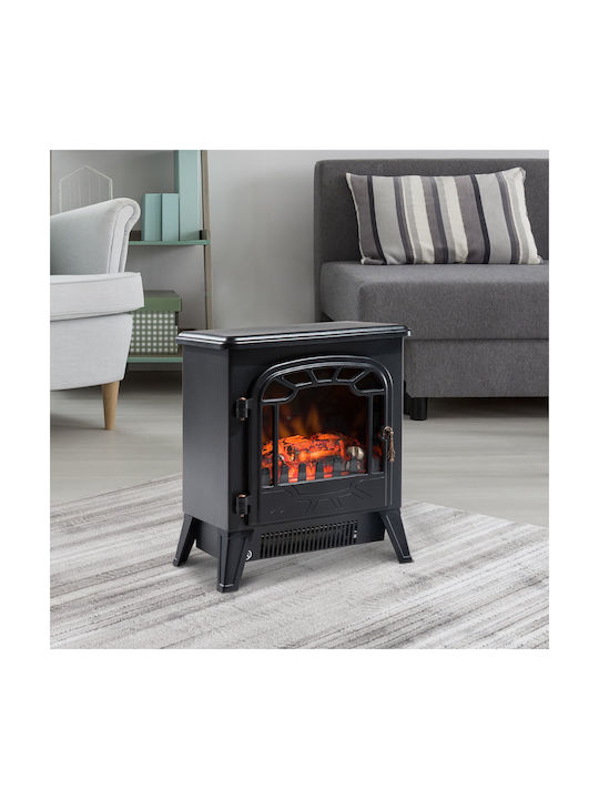 HomCom Reglabil De podea Șemineu electric 900W 36x25.5cm Negru