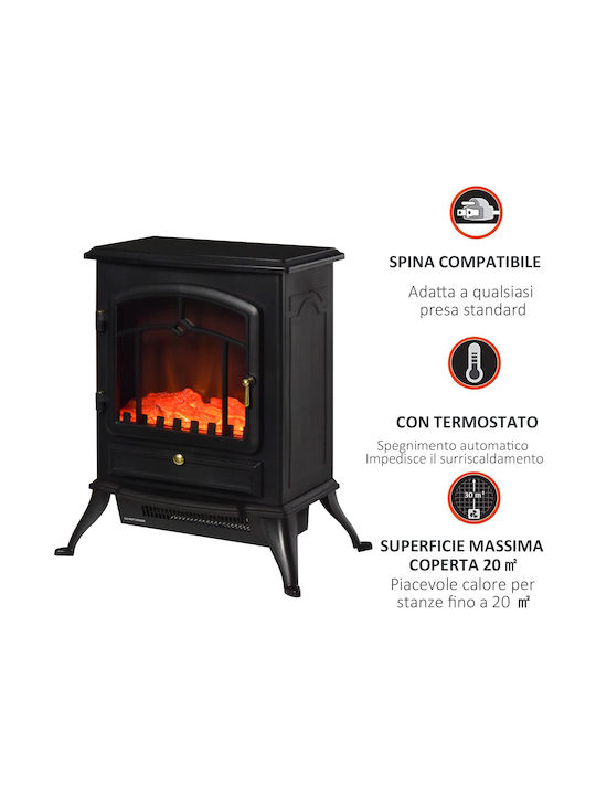 HomCom Επιδαπέδιο Ηλεκτρικό Τζάκι 1000W 45x54.8cm Μαύρο