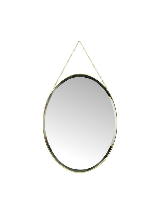 ArteLibre Wall Mirror with Gold Metallic Frame Diameter 50cm 1pcs