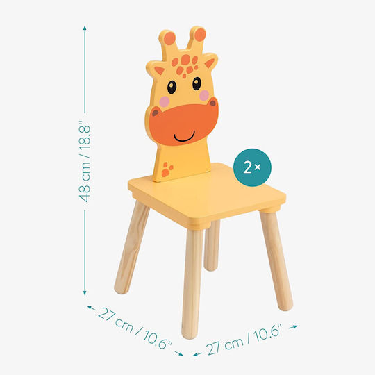 Giraffe Комплект Детска Маса със Столове Жълт Navaris