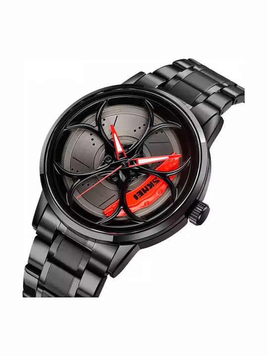 Skmei A2 Αναλογικό/Ψηφιακό Ανδρικό Ρολόι 46mm Μπαταρίας με Μαύρο Μεταλλικό Μπρασελέ