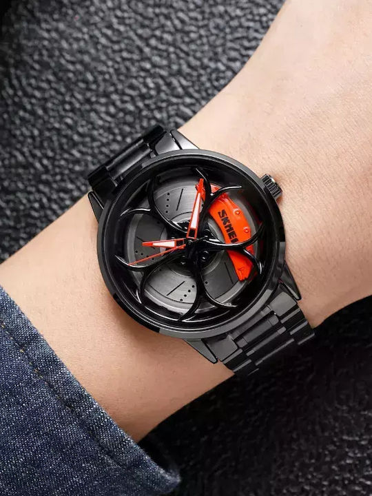 Skmei A2 Αναλογικό/Ψηφιακό Ανδρικό Ρολόι 46mm Μπαταρίας με Μαύρο Μεταλλικό Μπρασελέ