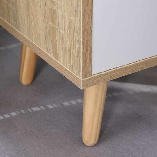 Bedside Table Wooden Oak White 37x30x48cm